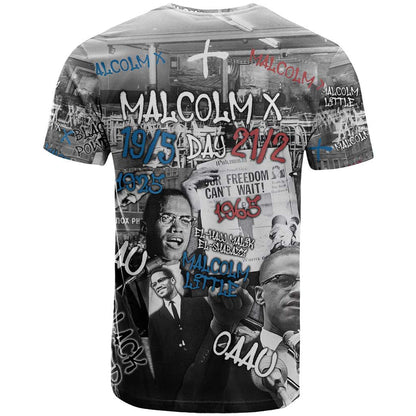 Malcolm X T-Shirt Quotes Dates and Black History Activist Theme Graphic Tee