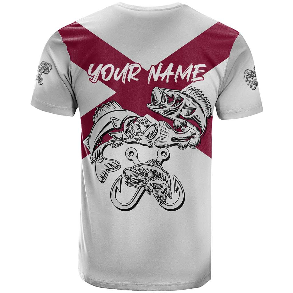 Florida State Flag Fishing T-Shirt Hook and Fish Sketch Graphic in Red and White Design Graphic Tee