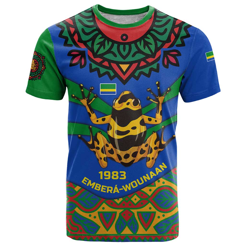 Indigenous Regions of Panama Embera-Wounaan T-Shirt Frog Graphic and Indigenous Pattern Guardians of the Forest Graphic Tee