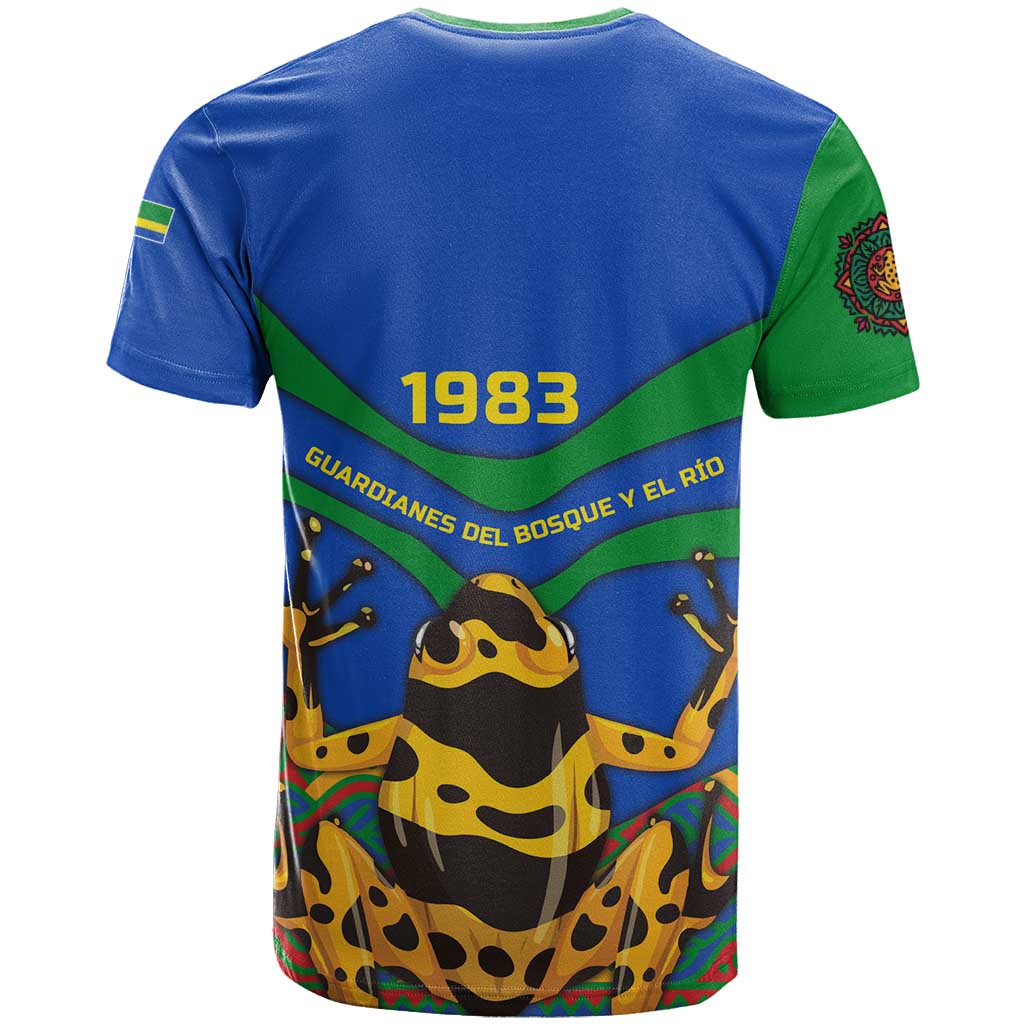 Indigenous Regions of Panama Embera-Wounaan T-Shirt Frog Graphic and Indigenous Pattern Guardians of the Forest Graphic Tee