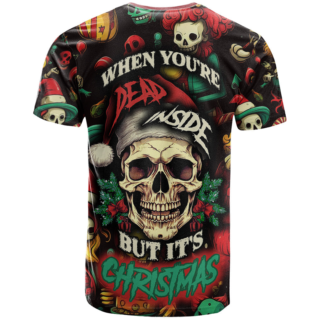 Skull Christmas T-Shirt When You're Dead Inside But It's Christmas Graphic Tee