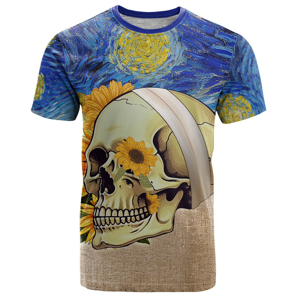Van Gogh Style Skull T-Shirt Hello My Friend Graphic Tee