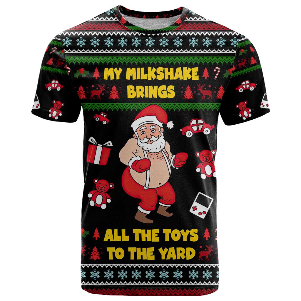 My Milkshake Bring Christmas Design T-Shirt Xmas Holiday Patterns Graphic Tee