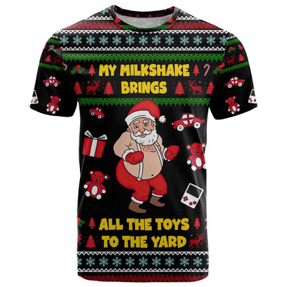 My Milkshake Bring Christmas Design T-Shirt Xmas Holiday Patterns Graphic Tee