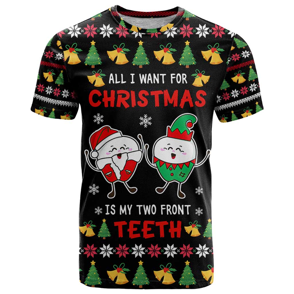 My Two Front Teeth Christmas Design T-Shirt Xmas Holiday Patterns Graphic Tee