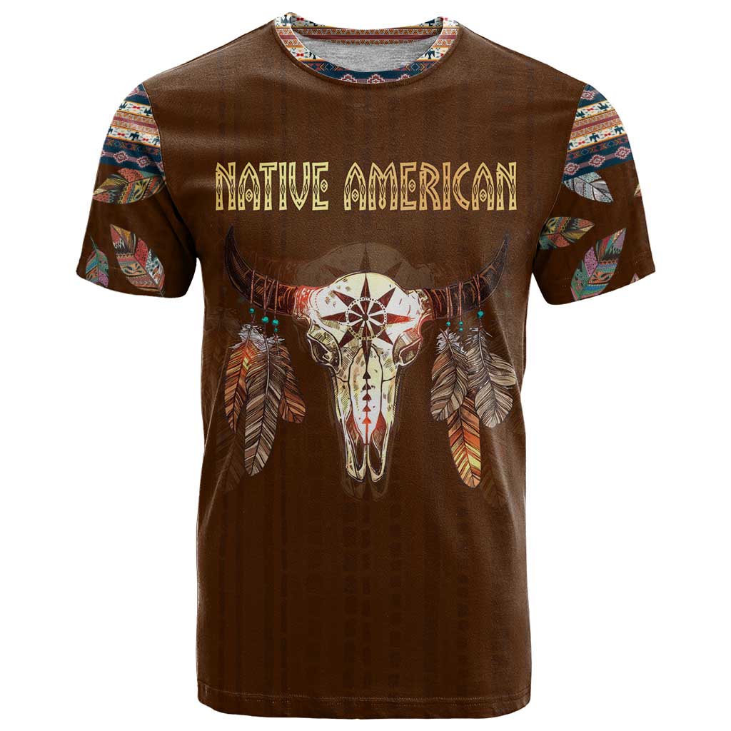 Native Skull Christmas Design T-Shirt Xmas Holiday Patterns Graphic Tee