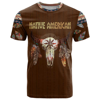 Native Skull Christmas Design T-Shirt Xmas Holiday Patterns Graphic Tee