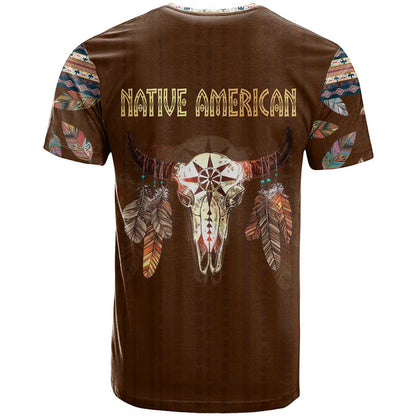 Native Skull Christmas Design T-Shirt Xmas Holiday Patterns Graphic Tee