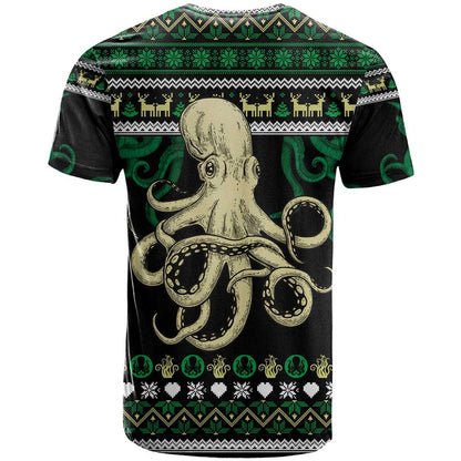 Octopus Cool Christmas Design T-Shirt Xmas Holiday Patterns Graphic Tee