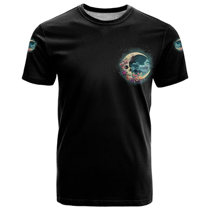 Hello Darkness My Old Friend Crescent Moon Skull T-Shirt Graphic Tee