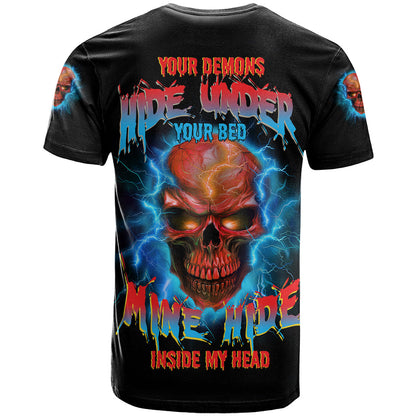 Your Demons Hide Under Your Bed Thunder Skull T-Shirt Graphic Tee