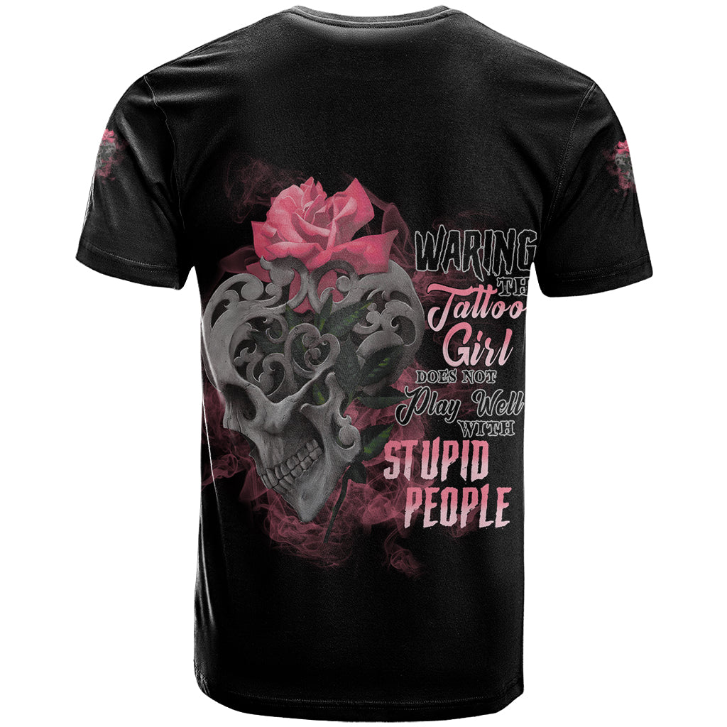 Warning This Tattooed Girl T-Shirt Graphic Tee