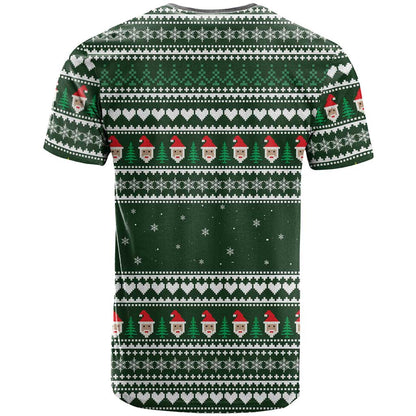 Sloth Christmas T-Shirt with Santa Hat, Presents, and Festive Pattern Graphic Tee