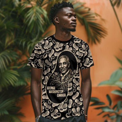 George Washington Carver T-Shirt Peanut From Soil Comes Knowledge Quote and Agricultural Roots Graphic Tee