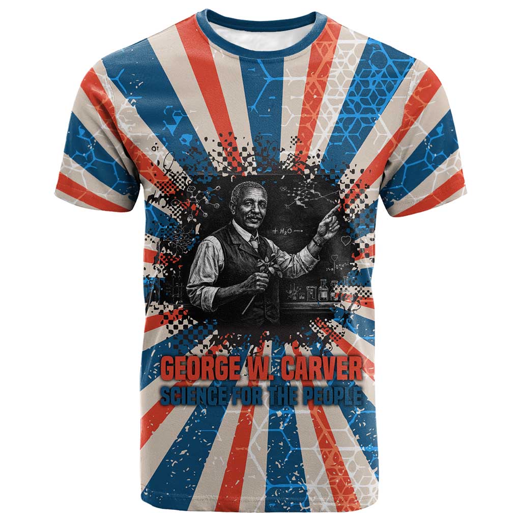 George Washington Carver T-Shirt with Science Teaching Scene, Education Is the Key Quote Graphic Tee