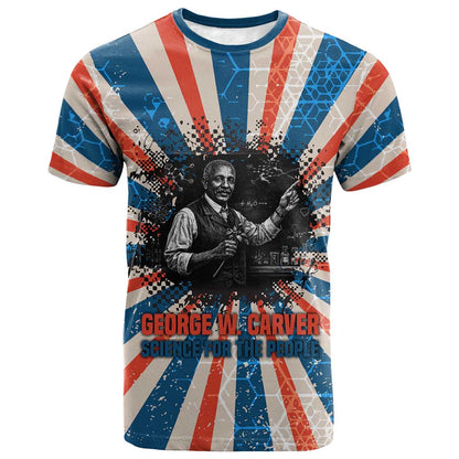 George Washington Carver T-Shirt with Science Teaching Scene, Education Is the Key Quote Graphic Tee