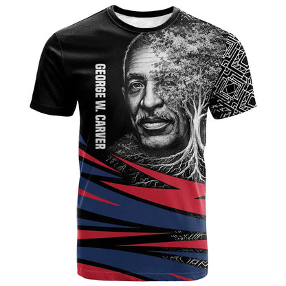 George Washington Carver T-Shirt with Tree Portrait Illustration, Nature Is the Greatest Teacher Quote Graphic Tee