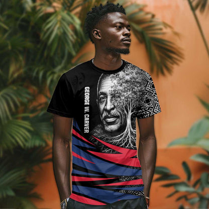 George Washington Carver T-Shirt with Tree Portrait Illustration, Nature Is the Greatest Teacher Quote Graphic Tee