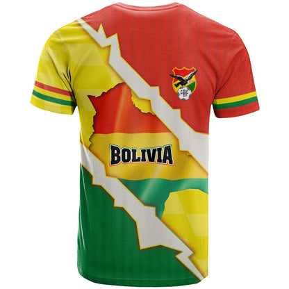 Bolivia Vamos La Verde T-Shirt with Flag Colors and National Football Crest Graphic Tee