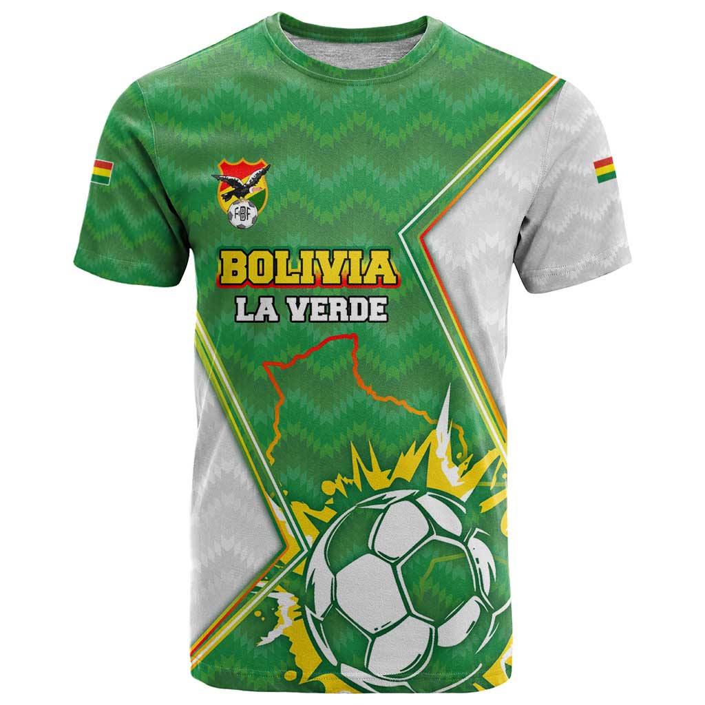 Personalized Bolivia La Verde Soccer T-Shirt with Number and Flaming Ball Graphic Graphic Tee
