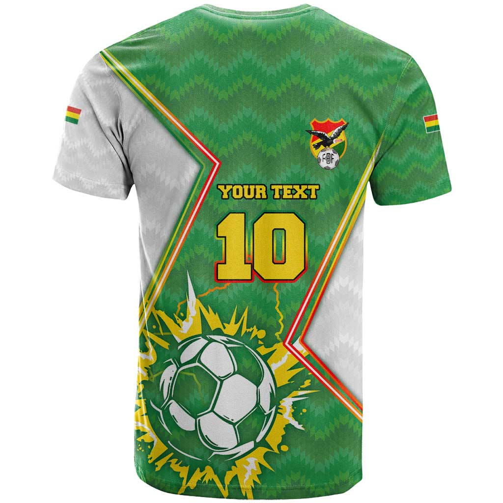 Personalized Bolivia La Verde Soccer T-Shirt with Number and Flaming Ball Graphic Graphic Tee