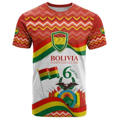 Bolivia Independence Day T-Shirt with Flag Colors and August 6 Celebration Design Graphic Tee