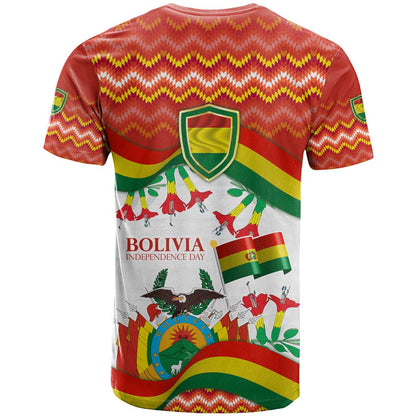 Bolivia Independence Day T-Shirt with Flag Colors and August 6 Celebration Design Graphic Tee