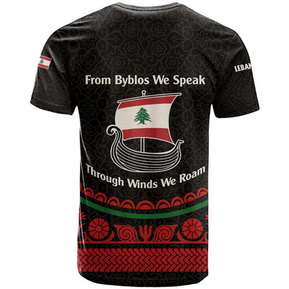 Lebanon Phoenician Ship T-Shirt with Byblos Heritage and Cedar Sail Design Graphic Tee