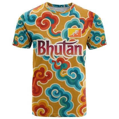 Bhutan Dragon T-Shirt with Traditional Cloud Motif in Vibrant Himalayan Colors Graphic Tee
