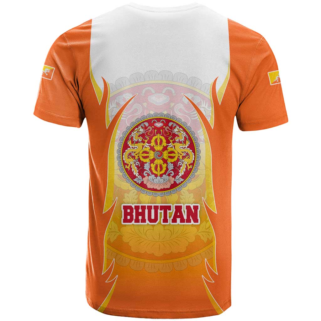 Bhutan Mandala Emblem T-Shirt with Monastic Orange and Spiritual Harmony Graphic Tee