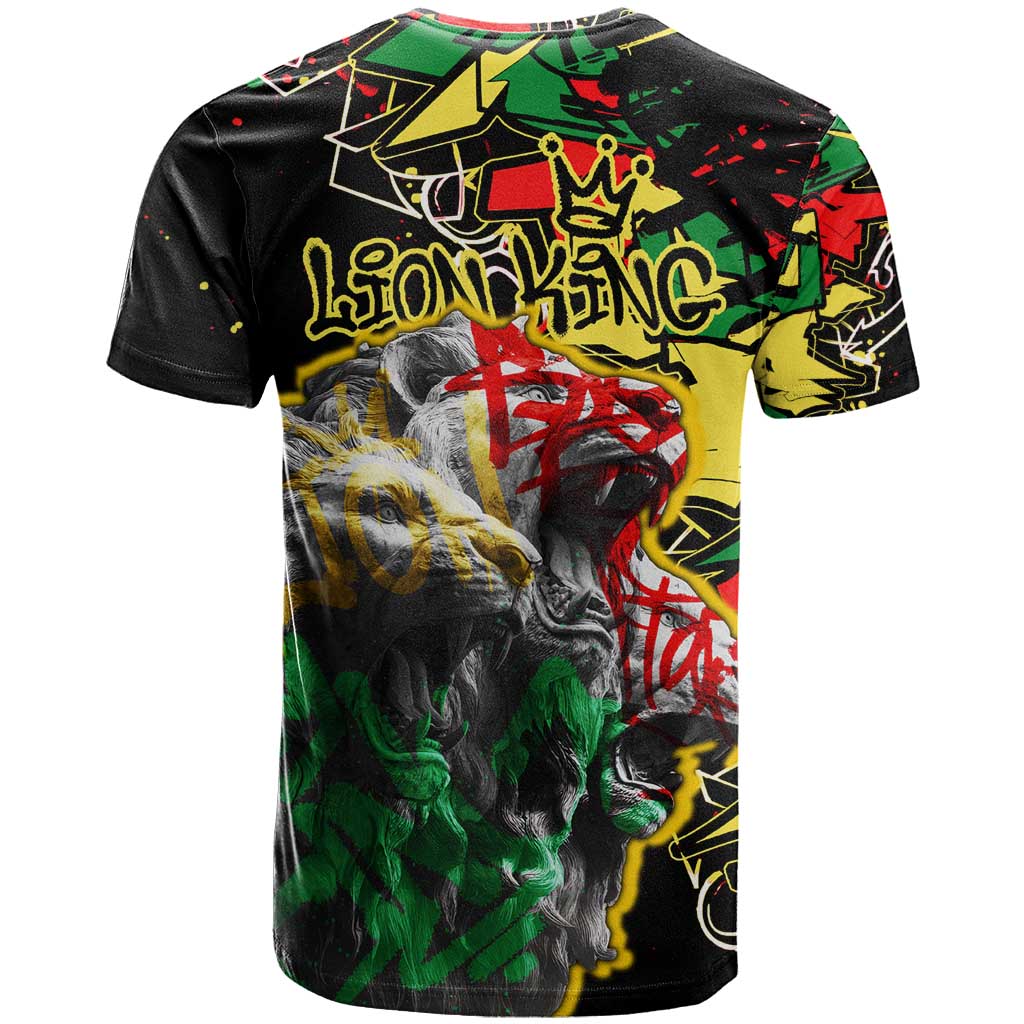Lion King Africa Graffiti Street Art T-Shirt Bold Text and Neon Colors Design Graphic Tee