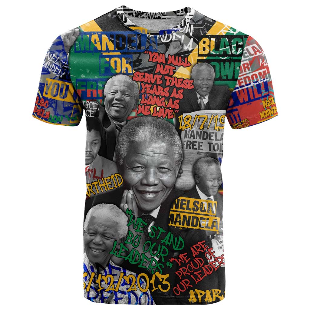 Nelson Mandela T-Shirt Street Spray Art Recreating The Life Of A Great Man Graphic Tee