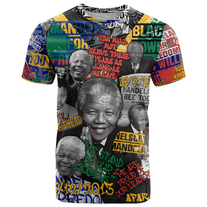 Nelson Mandela T-Shirt Street Spray Art Recreating The Life Of A Great Man Graphic Tee