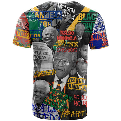 Nelson Mandela T-Shirt Street Spray Art Recreating The Life Of A Great Man Graphic Tee