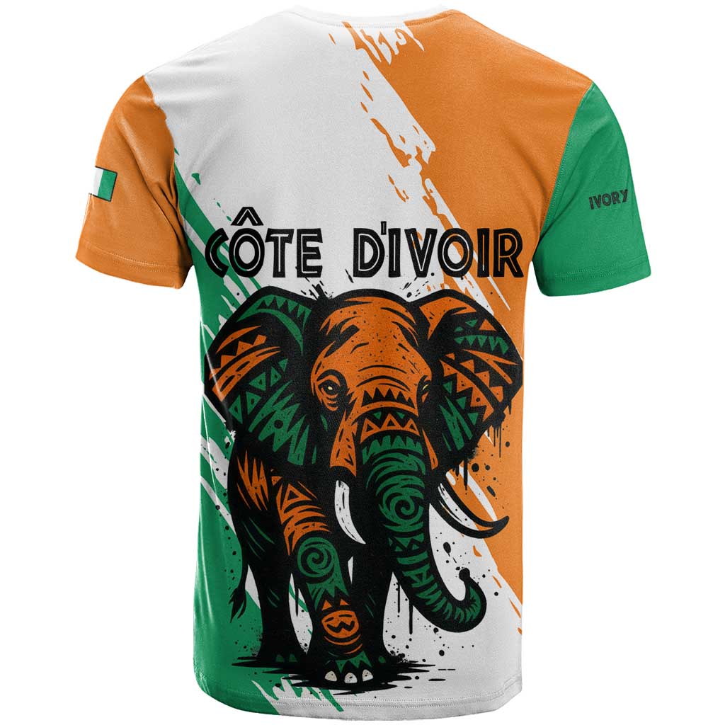 Ivory Coast T-Shirt with Tribal Elephant and Paint Splash Design Graphic Tee