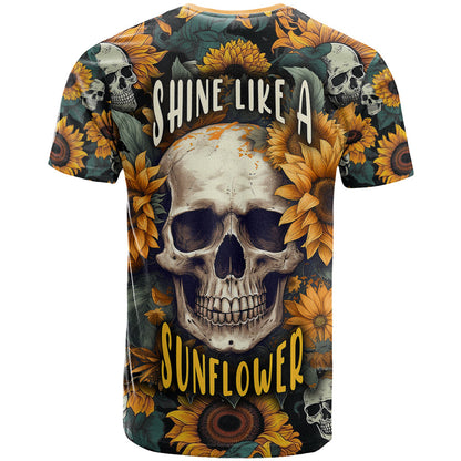Shine Like A Sunflower Skull T-Shirt Graphic Tee