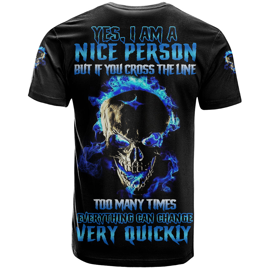 Yes I'm A Nice Person Skull Fire T-Shirt Graphic Tee