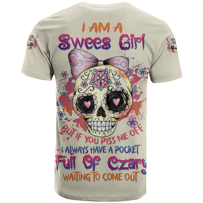 I Am A Sweet Girl Skull T-Shirt Graphic Tee