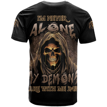 I'm Never Alone Skull Reaper T-Shirt Graphic Tee