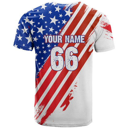 Custom Patriotic Motocross T-Shirt with American Flag Graphic Tee