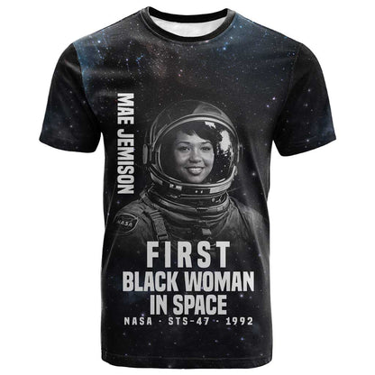 Mae Jemison T-Shirt with NASA Spacesuit Portrait, First Black Woman Graphic Tee