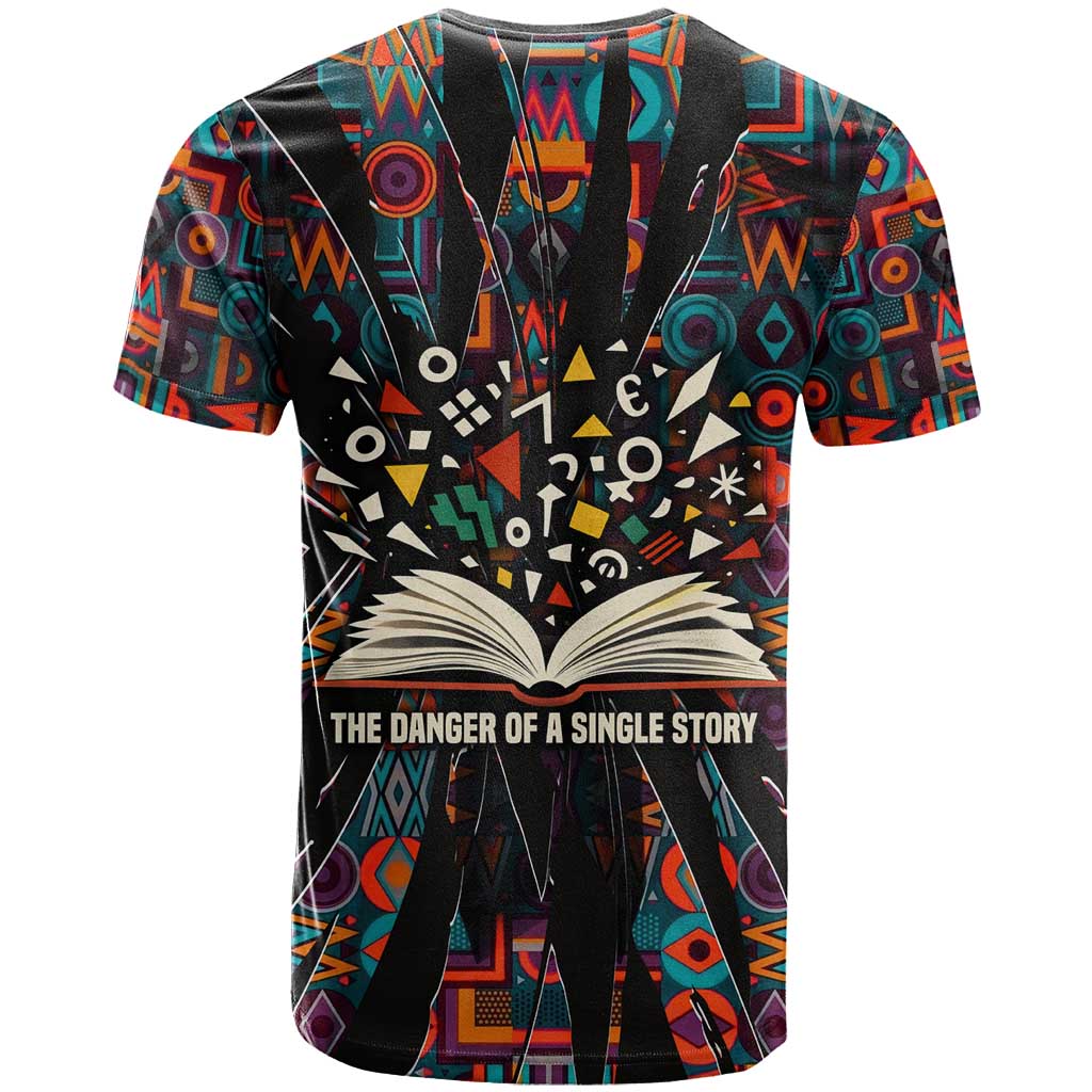 Chimamanda Ngozi Adichie T-Shirt with Monochrome Portrait, The Danger of a Single Story Quote Graphic Tee
