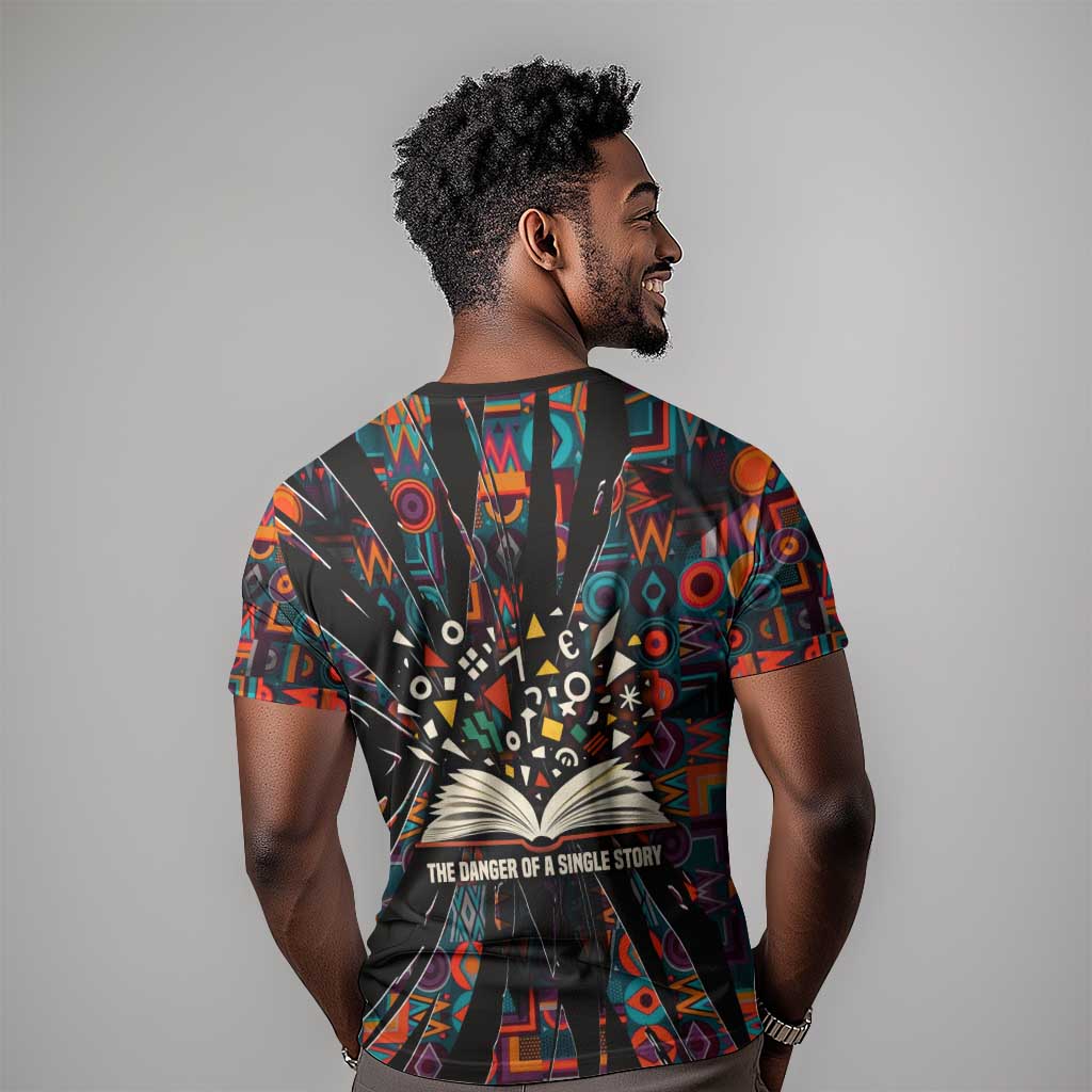 Chimamanda Ngozi Adichie T-Shirt with Monochrome Portrait, The Danger of a Single Story Quote Graphic Tee