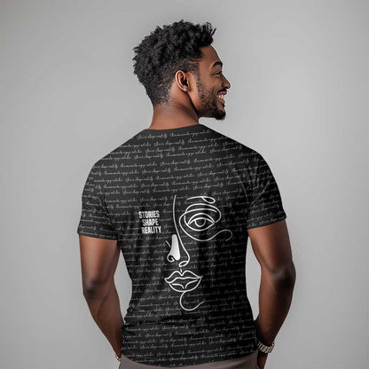 Chimamanda Ngozi Adichie T-Shirt with Expressive Speaking Portrait, Stories Shape Reality Graphic Tee