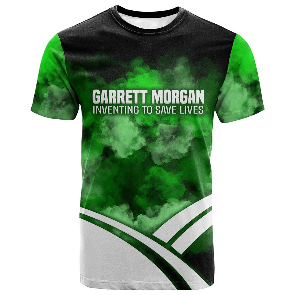 Garrett Morgan T-Shirt with Gas Mask Invention Illustration, Inventing to Save Lives Quote Graphic Tee