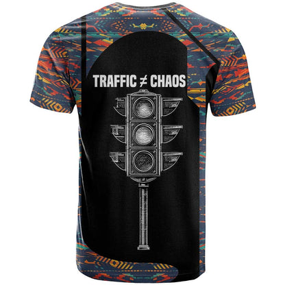 Garrett Morgan T-Shirt with Full Body Portrait, Stop Wait Go Quote, Traffic Light Design Graphic Tee
