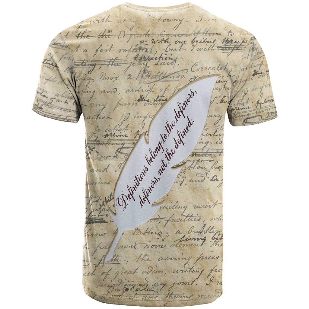 Toni Morrison T-Shirt Handwritten Manuscript Powerful Portrait with Feather Pen Quote Graphic Tee
