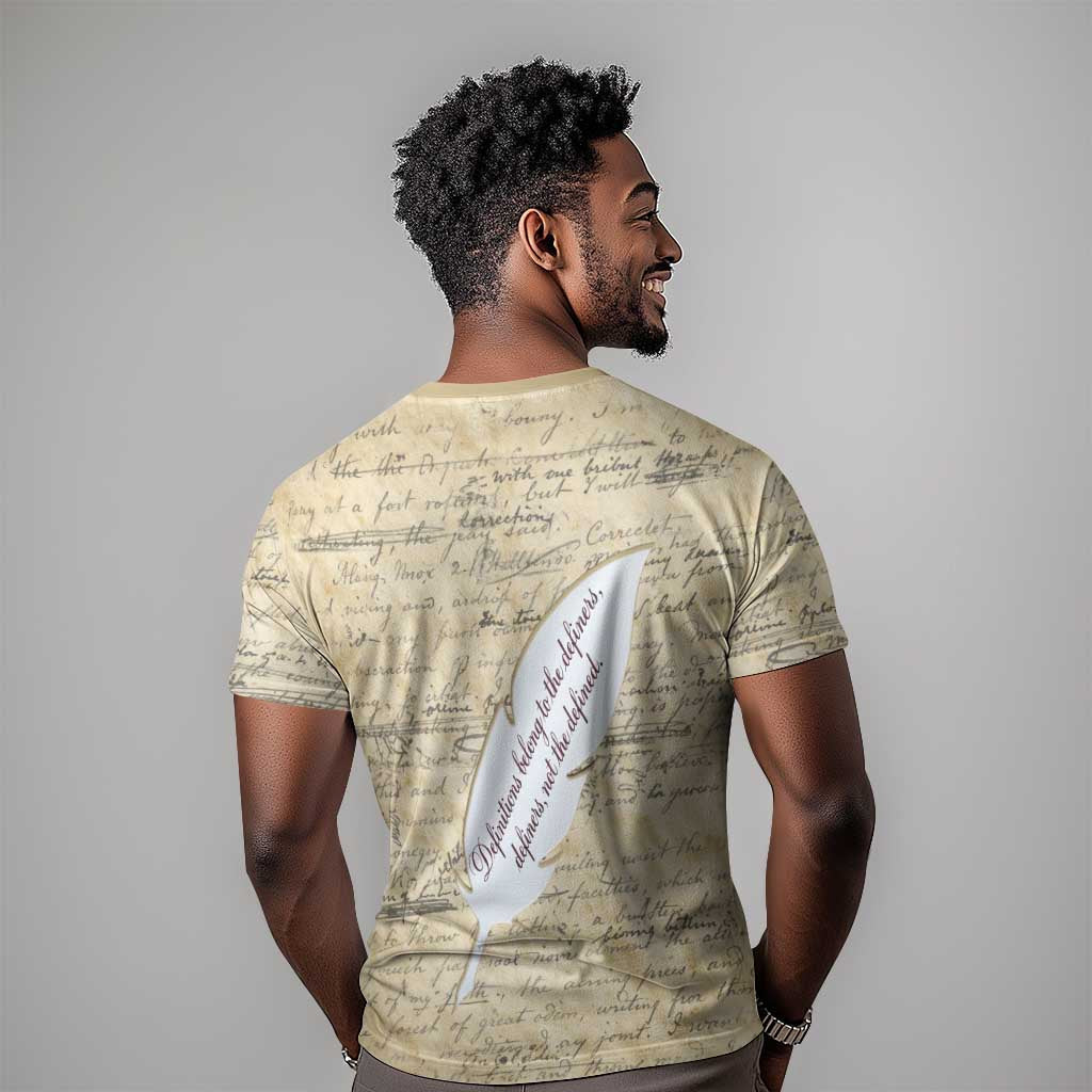 Toni Morrison T-Shirt Handwritten Manuscript Powerful Portrait with Feather Pen Quote Graphic Tee