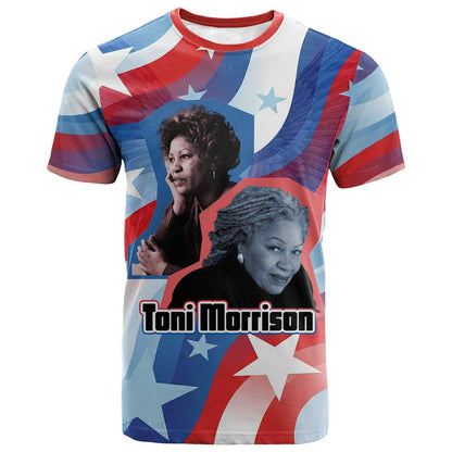 Toni Morrison T-Shirt Abstract Wings Design Empowering Quote Dual Portrait Celebration of Literary Freedom Graphic Tee