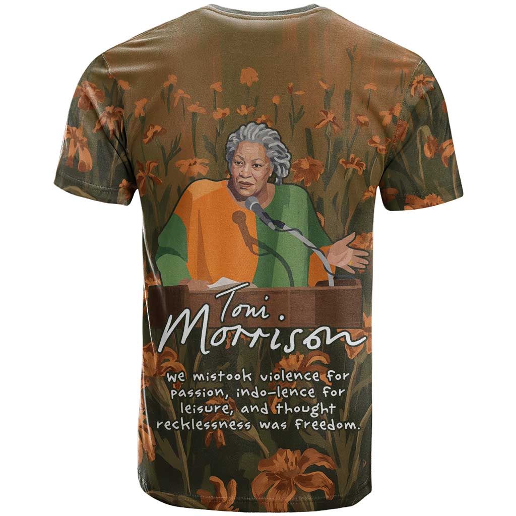 Toni Morrison T-Shirt Floral Themed Design Featuring The Bluest Eye Cover Art Thought-Provoking Quote Graphic Tee